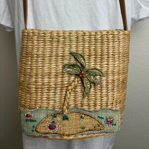 NWOT Vintage Woven Thick Straw Shoulder Bag Cappelli Straworld